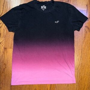 Hollister Black and Pink Gradient Short Sleeve Tee